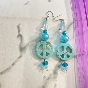 Handmade Peace Sign Dangle Earrings - Women Jewelry
